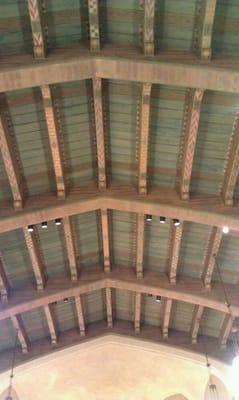 Painted wood ceiling.