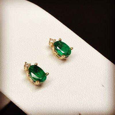 Emerald Earrings 14K