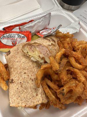 Turkey wrap with curly fries Combo