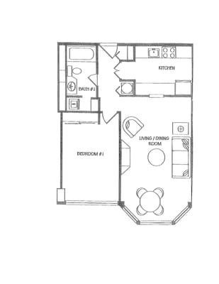 A standard 1 bedroom layout, other layouts may be available.