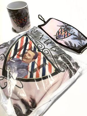 Sublimated T-Shirt, Face Mask, and Coffee Mug for @barber90210