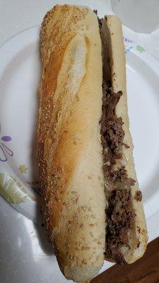 Cheesesteak, fried onions, cooper sharp