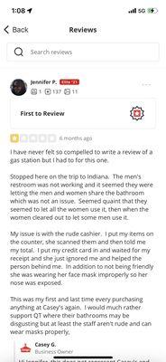 The Yelp system identifies Jennifer P as in "Elite 21" reviewer. I guess that means she is a reviewing hotshot.