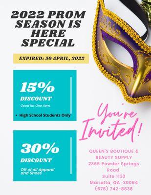 It's Prom time.... Get 15% off all of your beauty needs here.