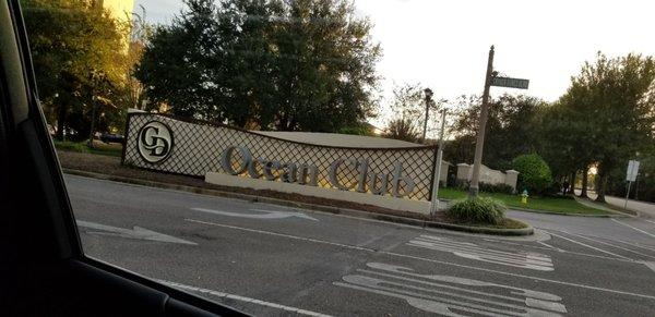 The sign at the entrance to the Grand Dunes Ocean Club.