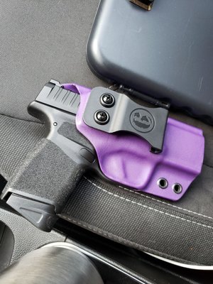 IWB Kydex holster for the Springfield Hellcat in "Purple Rain".