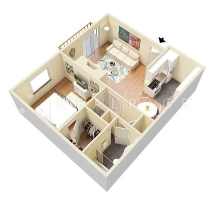 One bedroom apartment model.