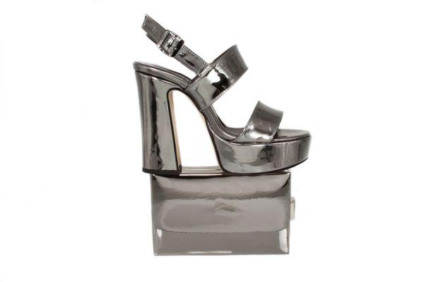 "Tirre" Anthracite Mirror Sandal & "Mina" Anthracite Mirror Clutch