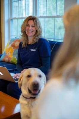 History with owner and patient at their home