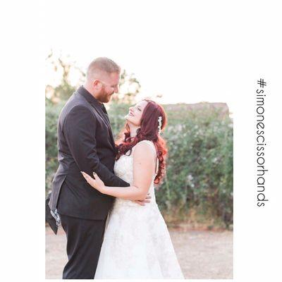 His and hers wedding hair. Color, style, and cuts.