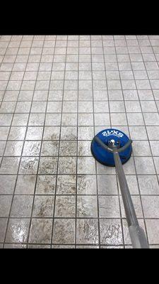 Our tile cleaning method cuts through dirt with no problem.