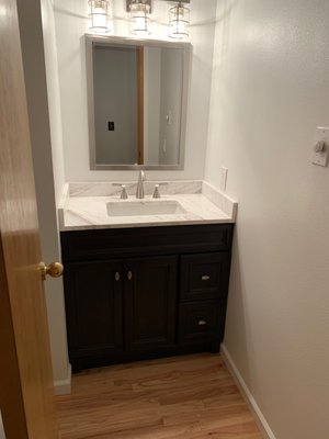 vanity replacement and wall paper removal