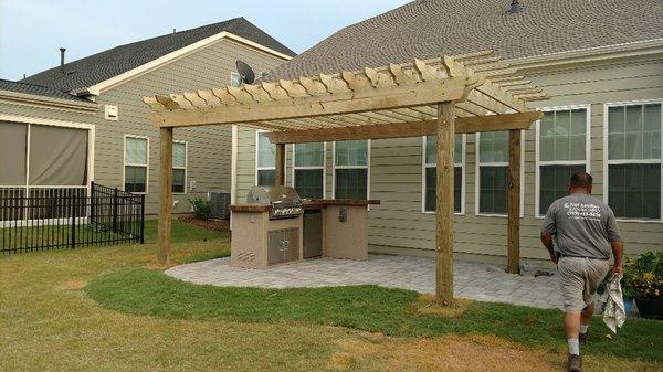 Custom built wood pergola in Wake forest,NC