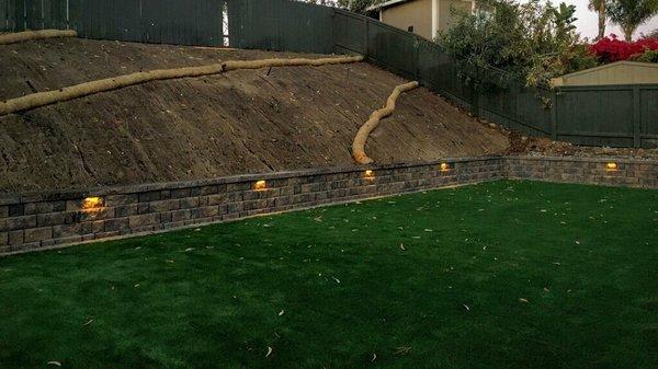 Turf and Retaining wall