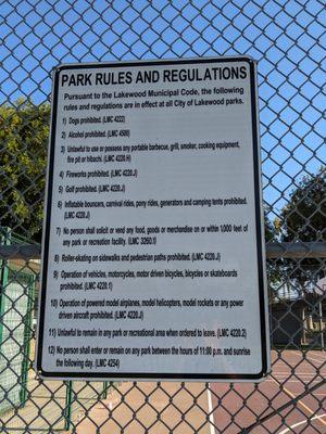 Park rules and regulations