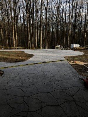 custom designed circular stamped driveway!