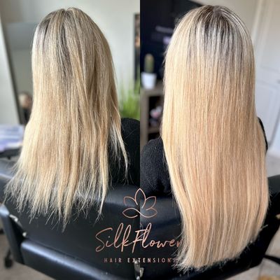 Beautiful hair extensions. Before/after