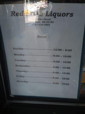 Store Hours (as of 9/2/12)