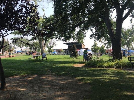 View of the stage from the back of the park. Sound still carries fine.