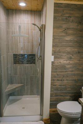 Bathroom with shower off of the master bedroom