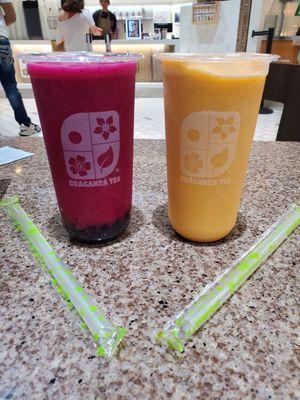 Dragonfruit Smoothie and Orange Cream Smoothie