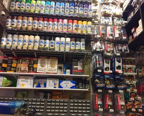 A full line of Rustoleum brand spray paints.