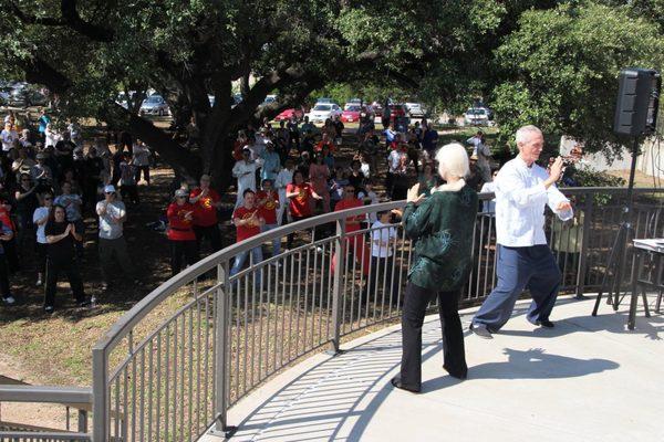 Danny & Margie leading the participants at World Tai Chi Day Austin.