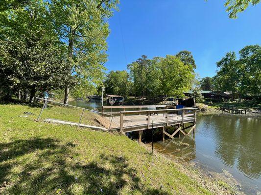 Can dock at our pier if you have a boat. Warm weather brings in catfish here. Fun to fish or throw out bread crumbs here.