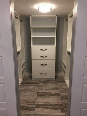 grey scale walk-in closet