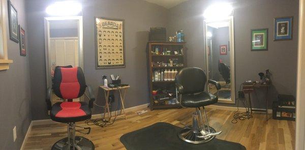 In home barbershop and salon specializing in men and womens hair.