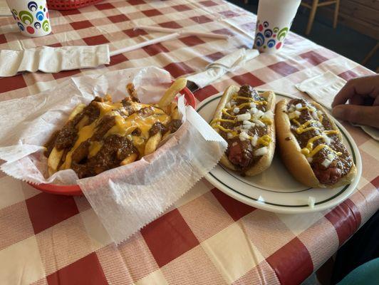 Chili cheese fries and coney dogs