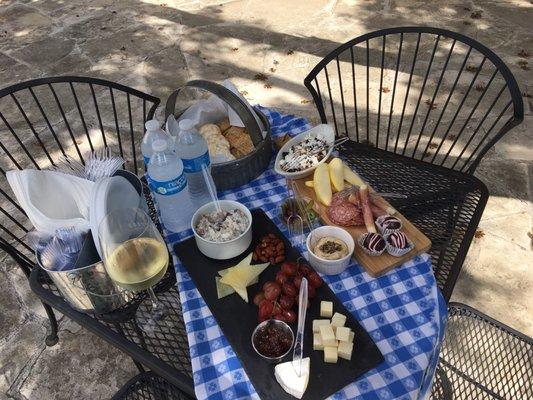 Charcuterie, cheese & chicken salad lunch was beyond delicious