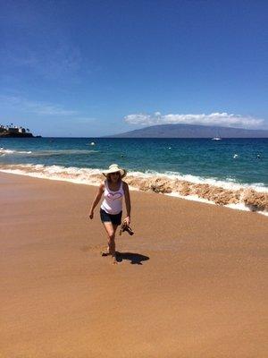 Walking on the beach in Maui.