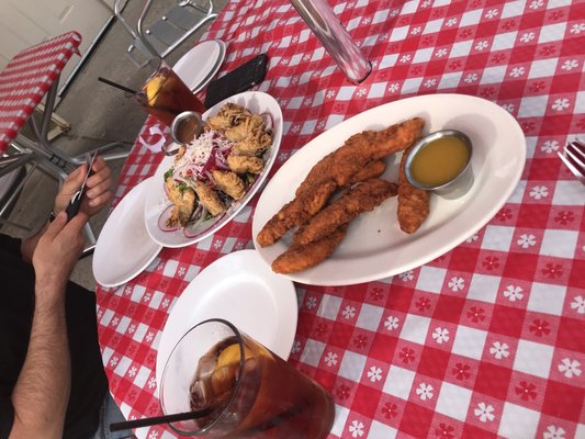 Crispy Artichoke Salad and Chicken Fingers