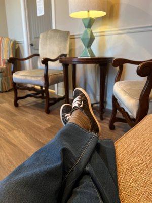 Comfy waiting room.