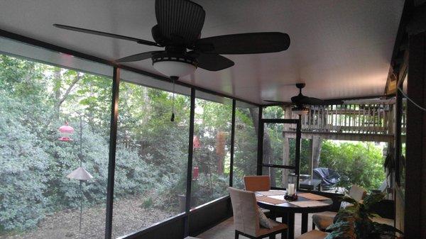 New Screen Room recently completed with insulated roof and ceiling fans.