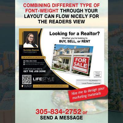 Real Estate Postcard design and print.  Call 305-834-2752