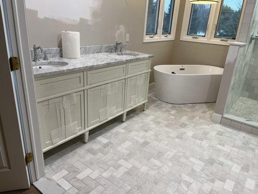 Marble bathroom floor