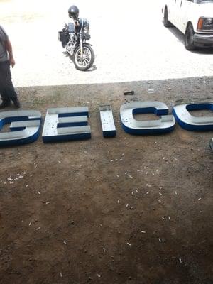 Here is a before picture of a sign we did for Geico. They previously had neon at their old location and had us retro fit the ...