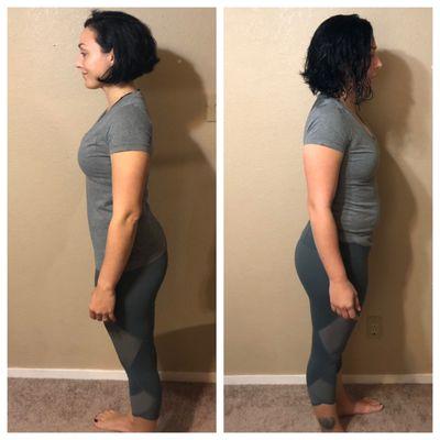 Side progress From start to finish in her 90 day program