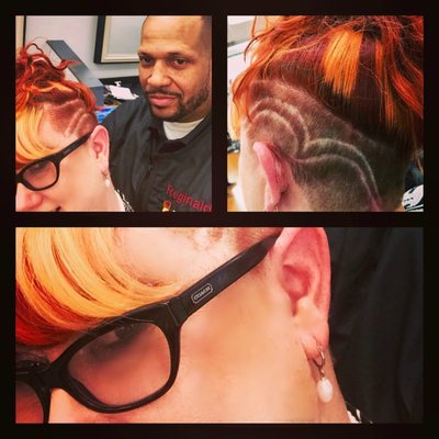 Reggie cut some cool lines on this old lady's head! Me like! IMHO, life is too short to have boring hair.