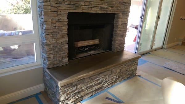 Fireplace Concrete Hearth and Veneer Stone