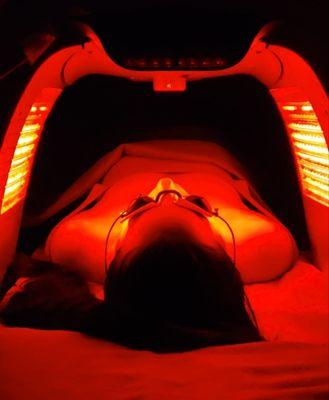 Red light therapy may smooth your skin and help with wrinkles stimulating collagen production, which helps improve skin elasticity