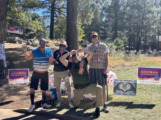 One of the teams for the 2023 Acts of Kindness Flagstaff Zombie Golf Tournament! And it's Friday the