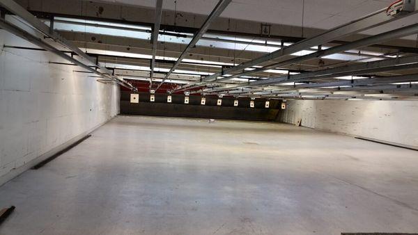 Twenty 25 yard indoor pistol lanes