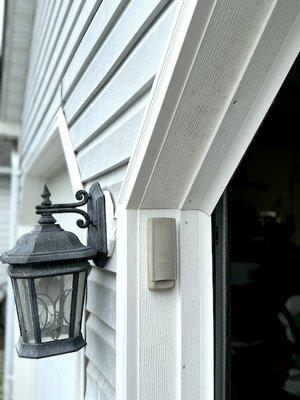 Light remounted and door keypad installed.