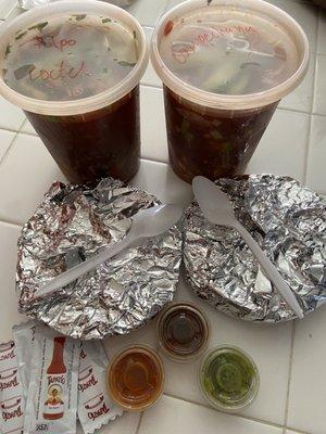 Two large cocktails = $34 + $.50 extra for each salsa cup :(