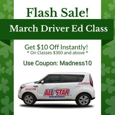 March Madness Coupons - Save $10 on March Classes