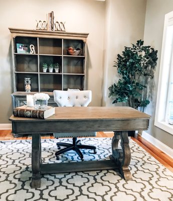 Office desk and hutch.