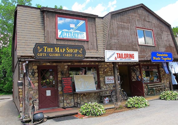 An international flags, map, and outdoor shop in Northfield Common.